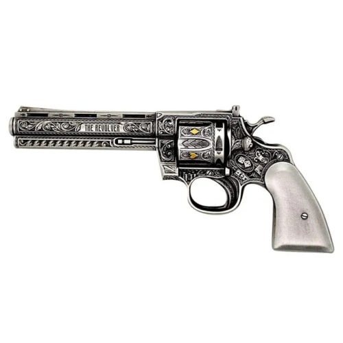 Click thumbnails to enlarge  2023 Chad 10,000 Francs - Revolver Shaped Gun Metal  - 2oz Silver