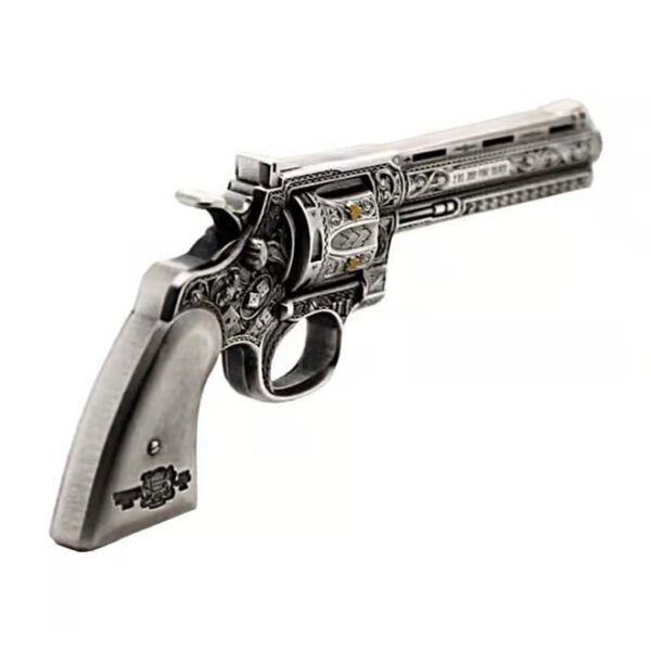 Click thumbnails to enlarge  2023 Chad 10,000 Francs - Revolver Shaped Gun Metal  - 2oz Silver