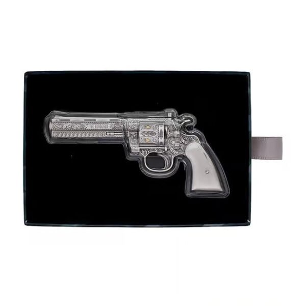 Click thumbnails to enlarge  2023 Chad 10,000 Francs - Revolver Shaped Gun Metal  - 2oz Silver