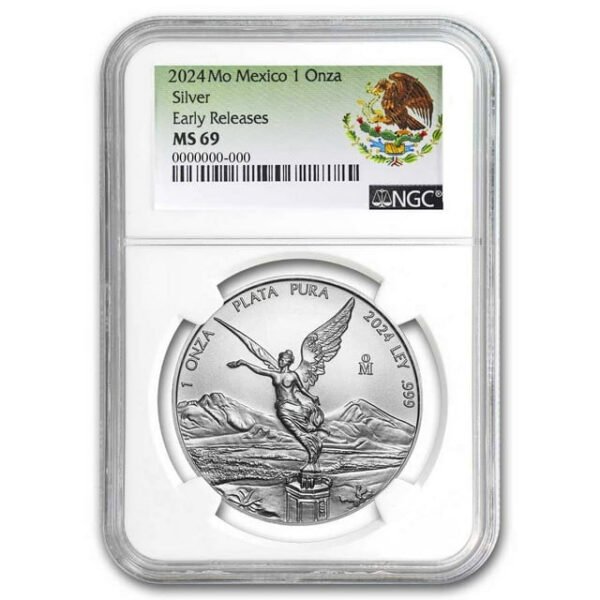 2024-Mexico-1-oz-Silver-Libertad 2024 Mexico 1 oz Silver Libertad MS-69 NGC (ER, Coat of Arms)