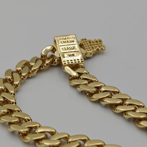 10K, 18K Yellow Gold Miami Cuban 7.5mm Monaco Diamond Cut Pave Chain Bracelet 7"- 9"