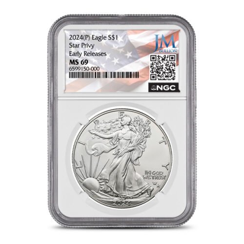 2024 (P) 1 oz Star Privy American Silver Eagle Coin NGC MS69 ER - JM Bullion Flag Label