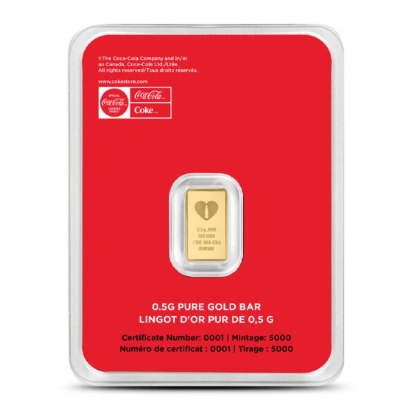 1/2 Gram Gold Love the Real Thing Coca-Cola Bar (New w/ Assay)