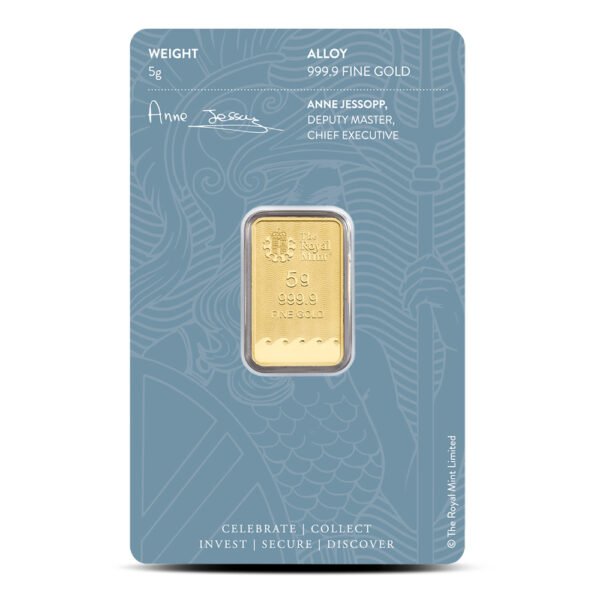 5 Gram British Gold Britannia Bar (New w/ Assay)
