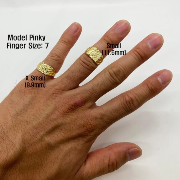 10k & 14k Solid Gold Nugget Smashed Vintage Diamond Cut Square Vintage Band Ring