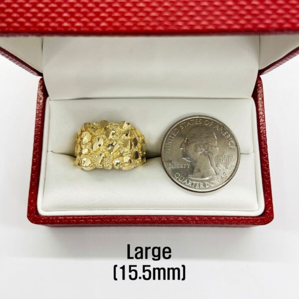 10k & 14k Solid Gold Nugget Smashed Vintage Diamond Cut Square Vintage Band Ring