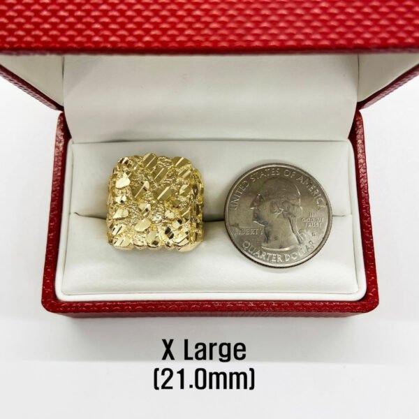 10k & 14k Solid Gold Nugget Smashed Vintage Diamond Cut Square Vintage Band Ring