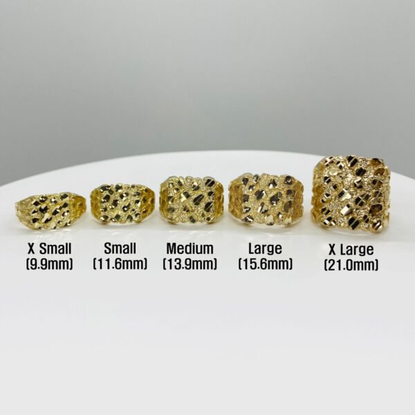 10k & 14k Solid Gold Nugget Smashed Vintage Diamond Cut Square Vintage Band Ring