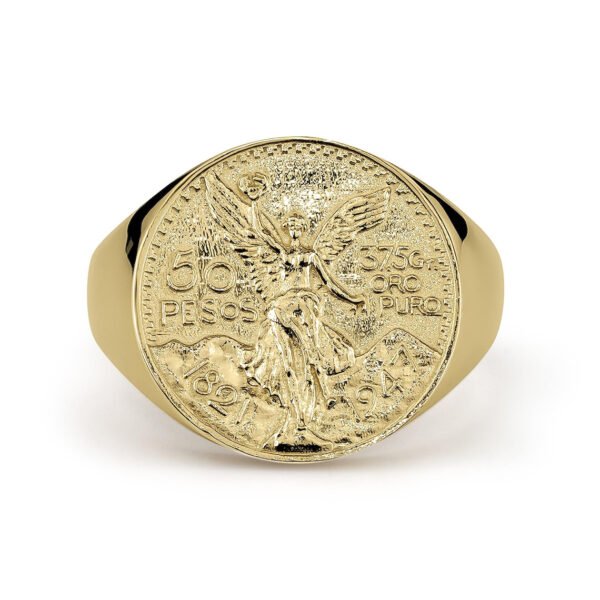 50 Pesos Gold Centenario Mexican Coin Round Ring – Unisex