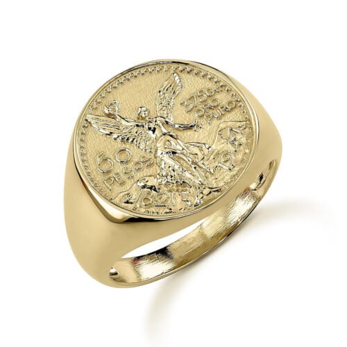 50 Pesos Gold Centenario Mexican Coin Round Ring – Unisex